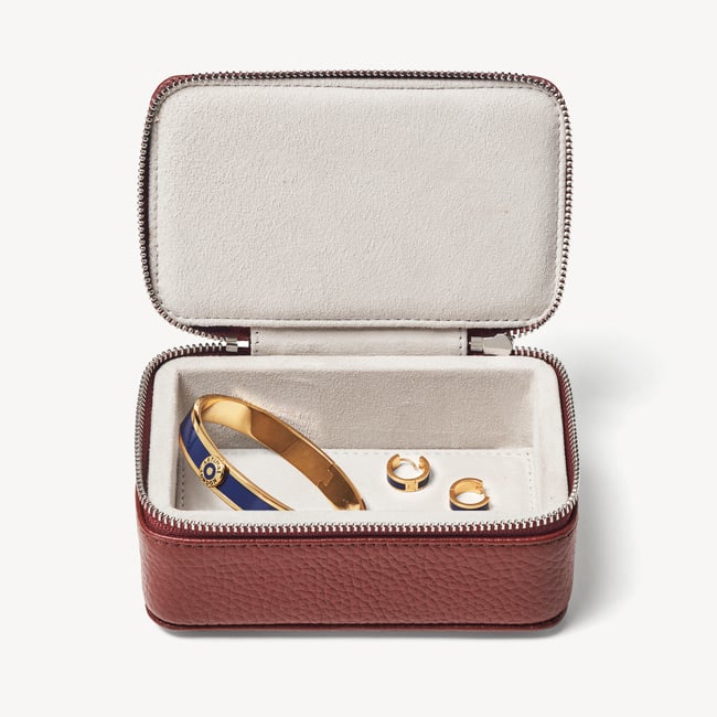 Medium Travel Jewellery Case Merlot Pebble