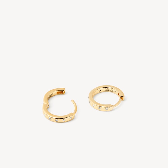 Diamond Starlight Huggie Earrings Diamonds & 18ct Gold Vermeil
