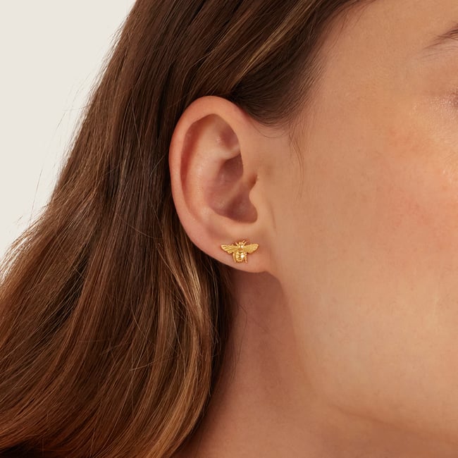 Bee Stud Earrings 18ct Gold Vermeil