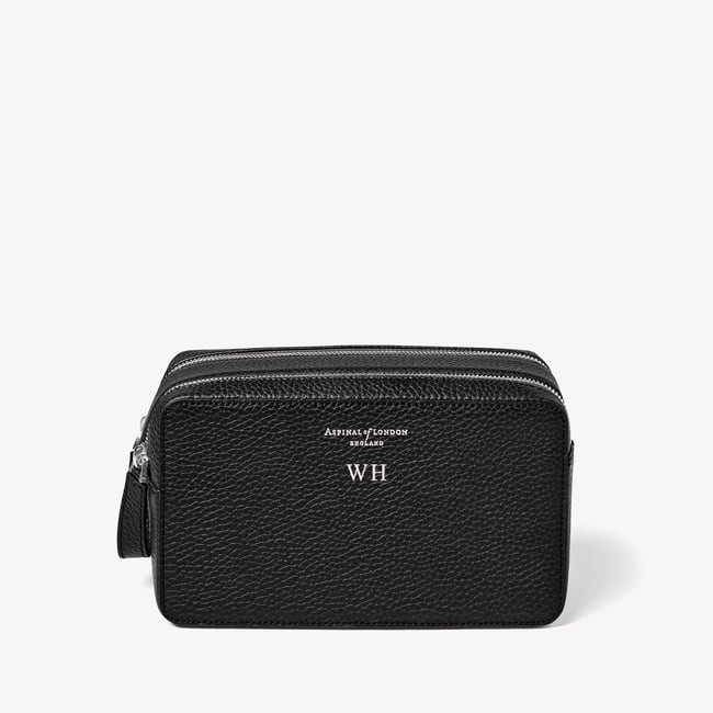 Double Zip Mount Street Wash Bag Black Pebble