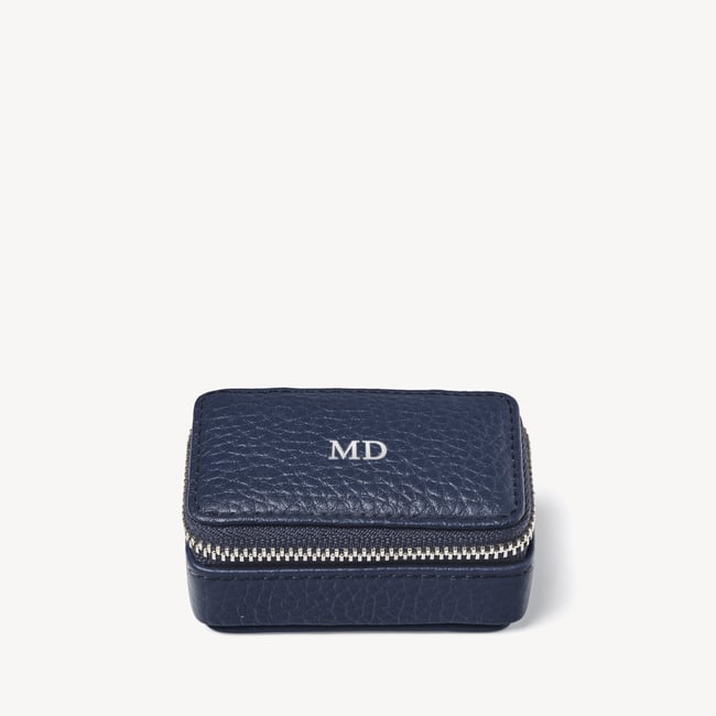 Small Travel Jewellery Case Navy Pebble
