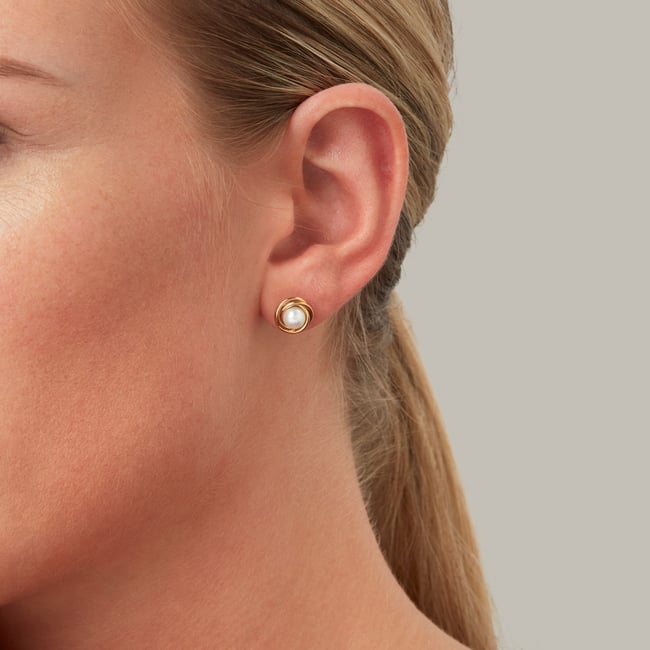 Twist Pearl Stud Earrings Freshwater Pearl
