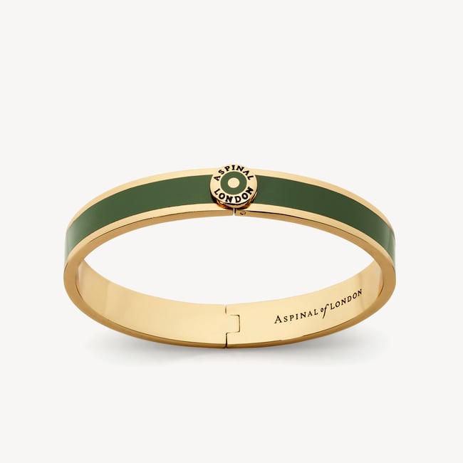 Enamel Earrings & Bangle Set Racing Green Enamel & 18ct Gold Plated
