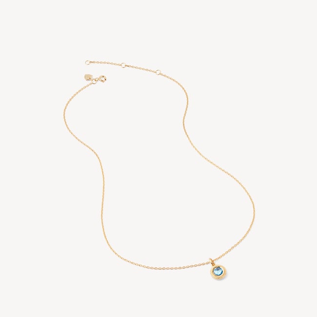 Gemstone Pendant Necklace & Earrings Set Swiss Blue Topaz & 18ct Gold Vermeil