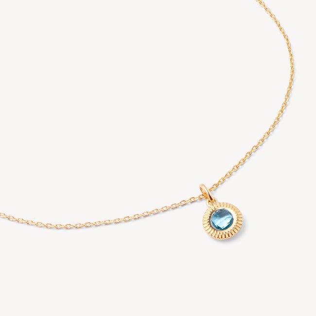 Gemstone Pendant Necklace & Earrings Set Swiss Blue Topaz & 18ct Gold Vermeil
