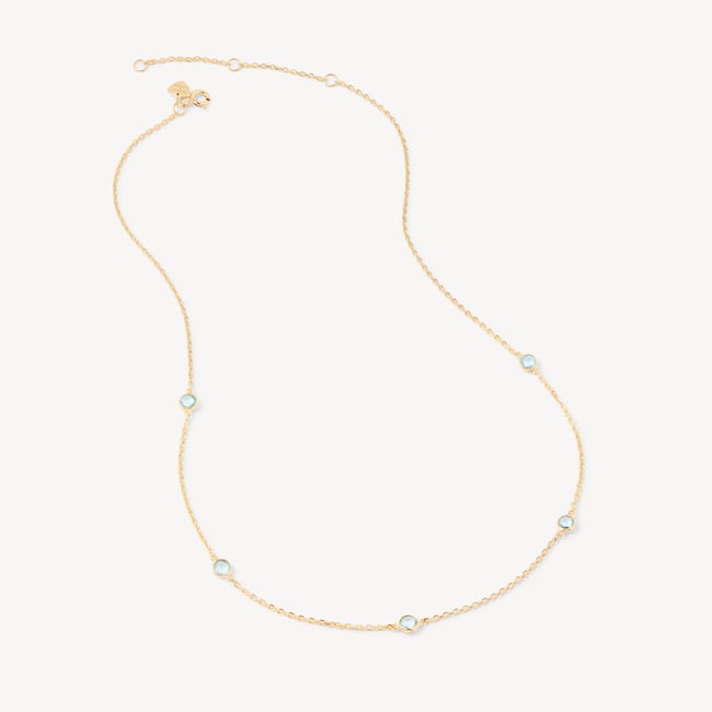 Gemstone Necklace & Bracelet Set Swiss Blue Topaz & 18ct Gold Vermeil