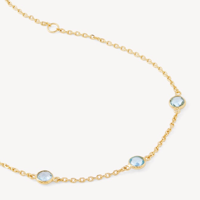 Gemstone Necklace & Bracelet Set Swiss Blue Topaz & 18ct Gold Vermeil