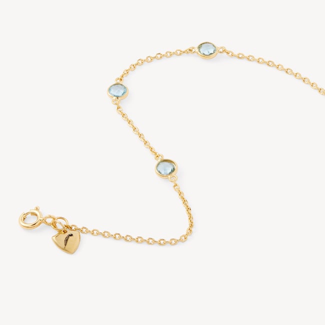 Gemstone Necklace & Bracelet Set Swiss Blue Topaz & 18ct Gold Vermeil
