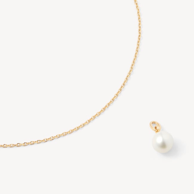 Pearl Pendant Necklace & Earrings Set Freshwater Pearl & 18ct Gold Vermeil