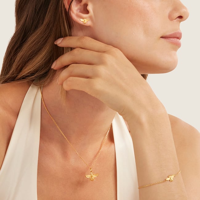 Bee Necklace, Bracelet & Earrings Set 18ct Gold Vermeil