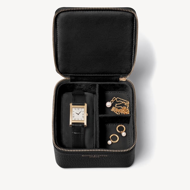 Travel Watch & Ring Box Black Pebble