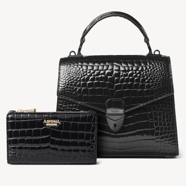 Mayfair® Coin & Card Wallet Black Patent Croc