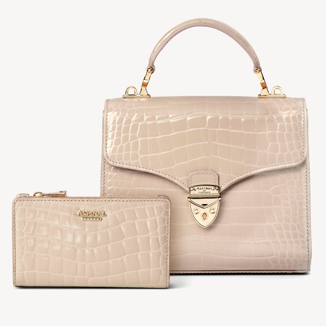 Mayfair® Coin & Card Wallet Soft Taupe Patent Croc