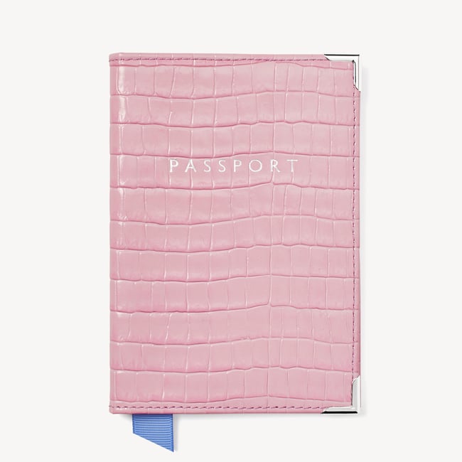Passport Cover Deep Shine Powder Lilac Small Croc