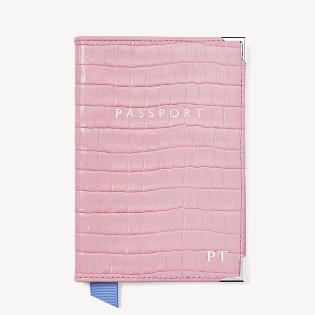 Passport Cover Deep Shine Powder Lilac Small Croc