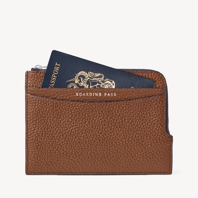 Zipped Travel Wallet Tobacco Pebble