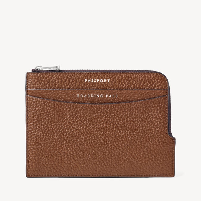 Zipped Travel Wallet Tobacco Pebble
