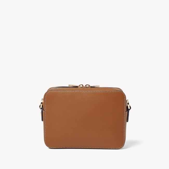 Camera Crossbody Tan Woven Leather