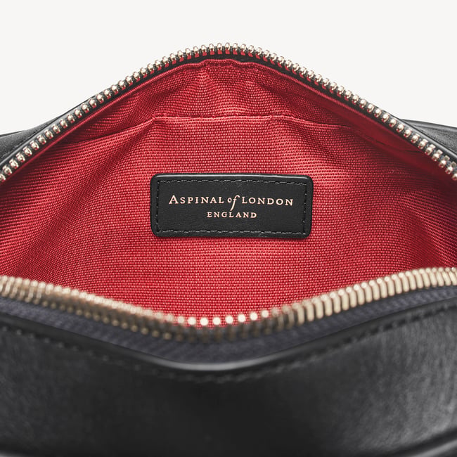 Camera Crossbody Black Woven Leather