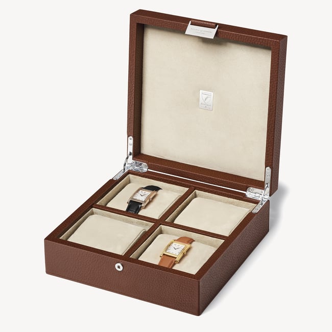 Reporter Four Piece Watch Box Tobacco Pebble