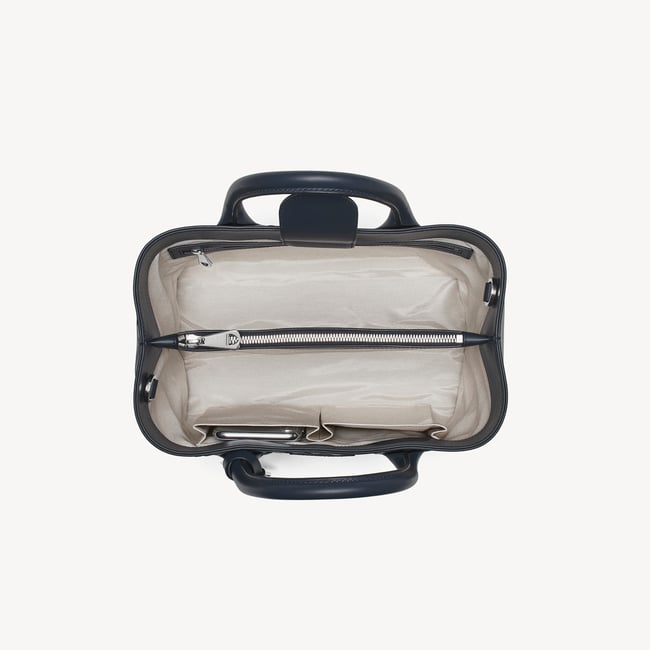 Midi London Tote French Navy Woven Leather