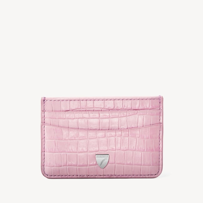 Slim Credit Card Holder Deep Shine Powder Lilac Small Croc