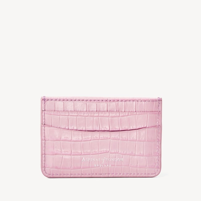 Slim Credit Card Holder Deep Shine Powder Lilac Small Croc