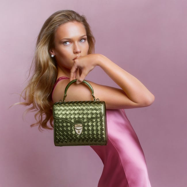 Midi Mayfair® Verdant Green Metallic Woven Leather