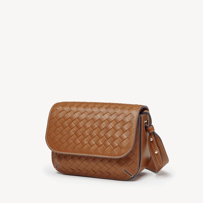 Ella Crossbody Tan Woven Leather