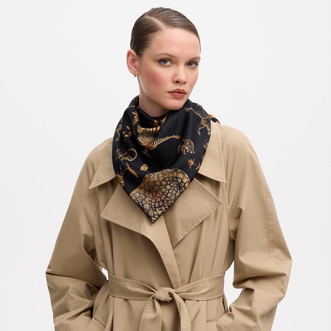 Savannah Silk Scarf Black & Gold Pure Silk