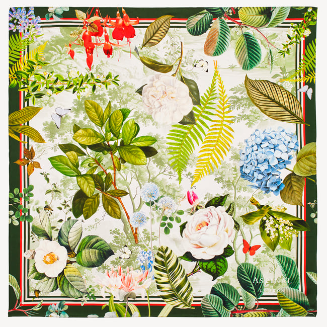 Secret Forest Silk Scarf Green Pure Silk