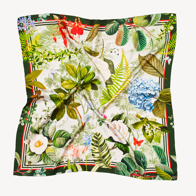Secret Forest Silk Scarf Green Pure Silk