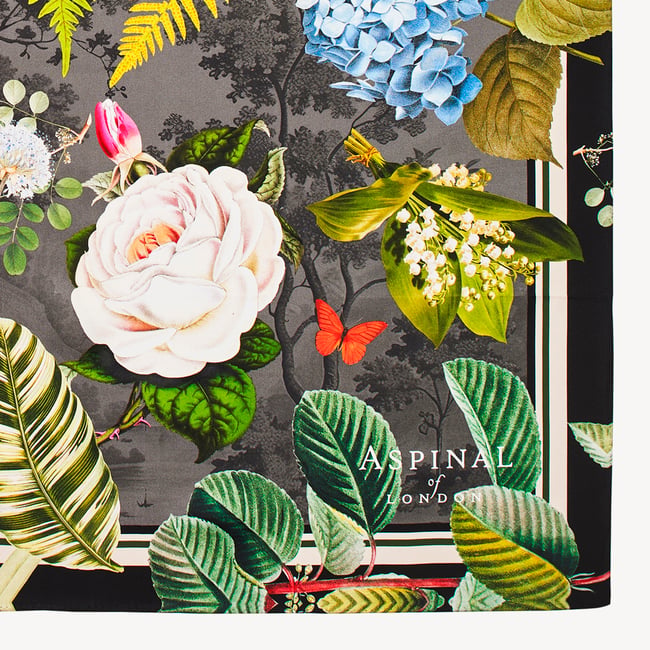 Secret Forest Silk Scarf Black Pure Silk