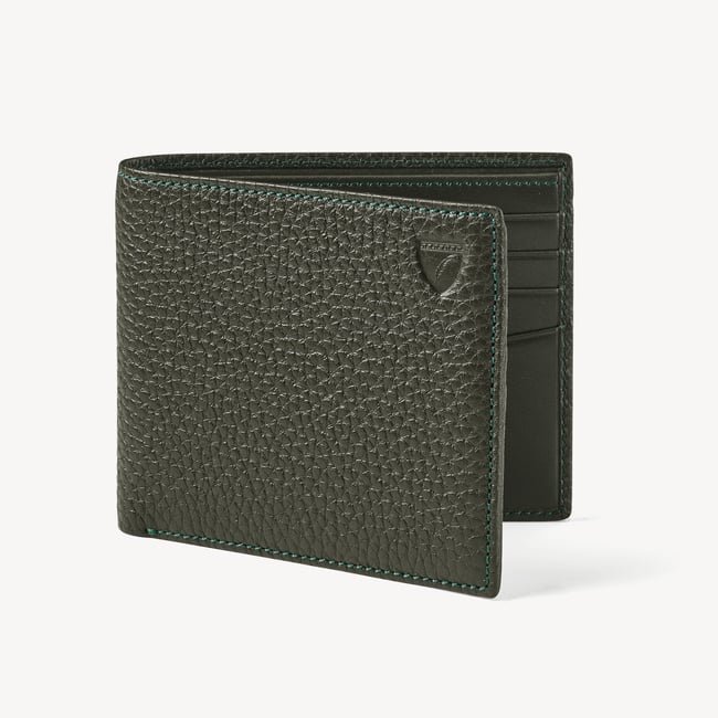 8 Card Billfold Wallet Forest Green Pebble