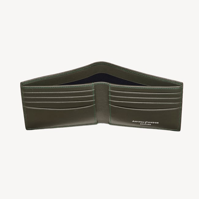 8 Card Billfold Wallet Forest Green Pebble