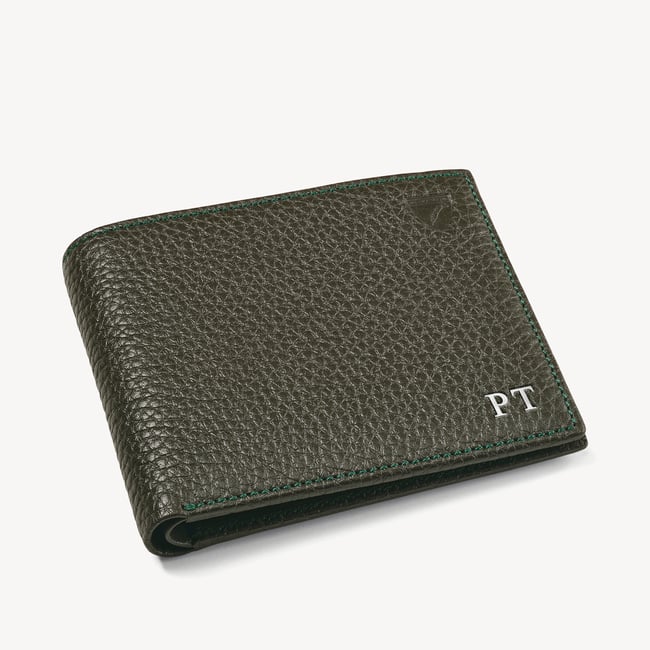 8 Card Billfold Wallet Forest Green Pebble