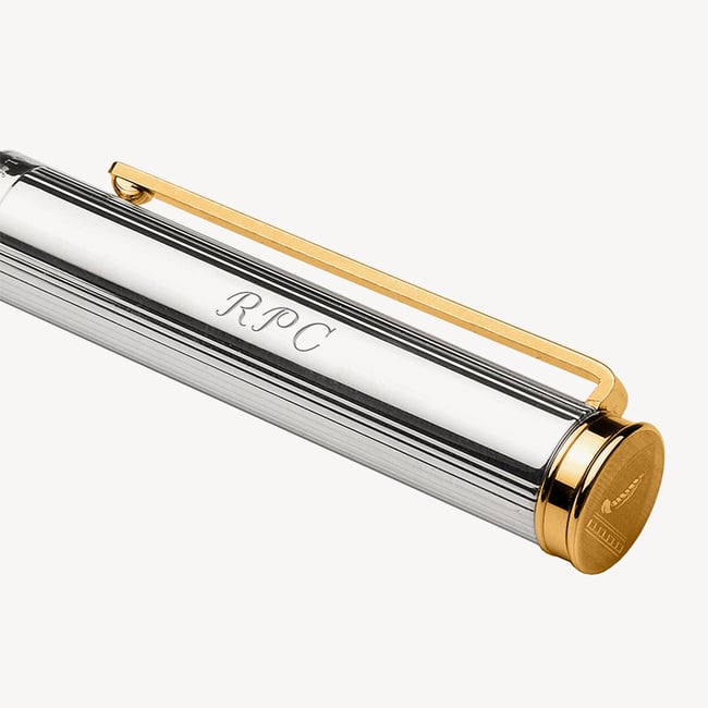 Regent Ballpoint Pen Sterling Silver 925 with 23ct Gold