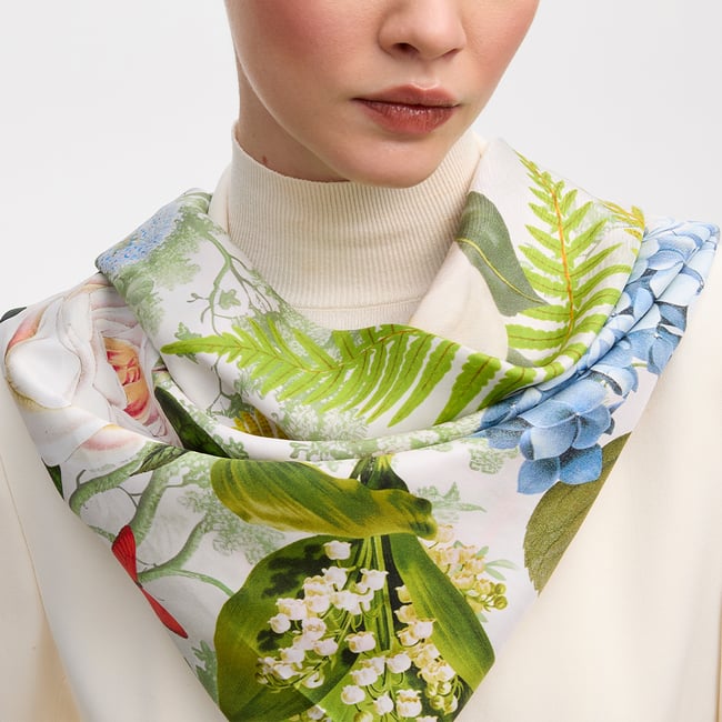 Secret Forest Silk Scarf Green Pure Silk