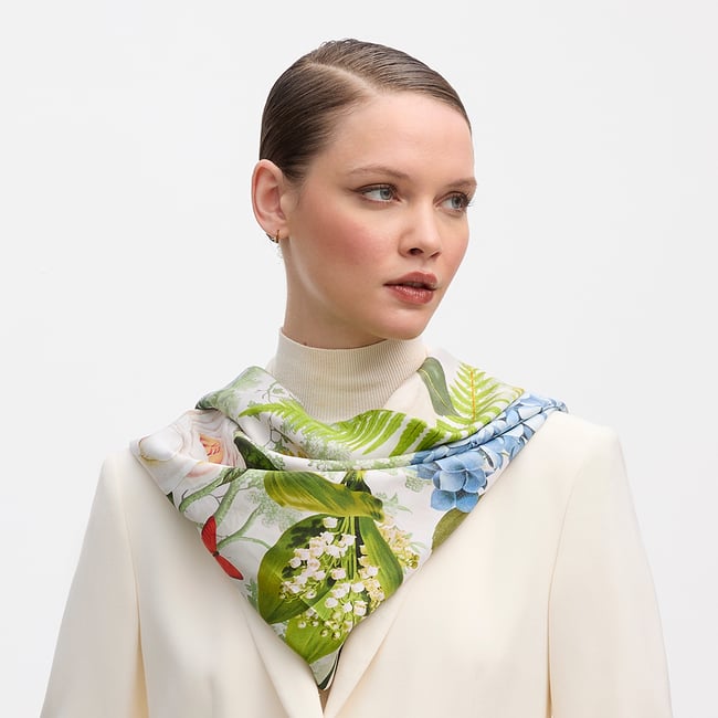 Secret Forest Silk Scarf Green Pure Silk