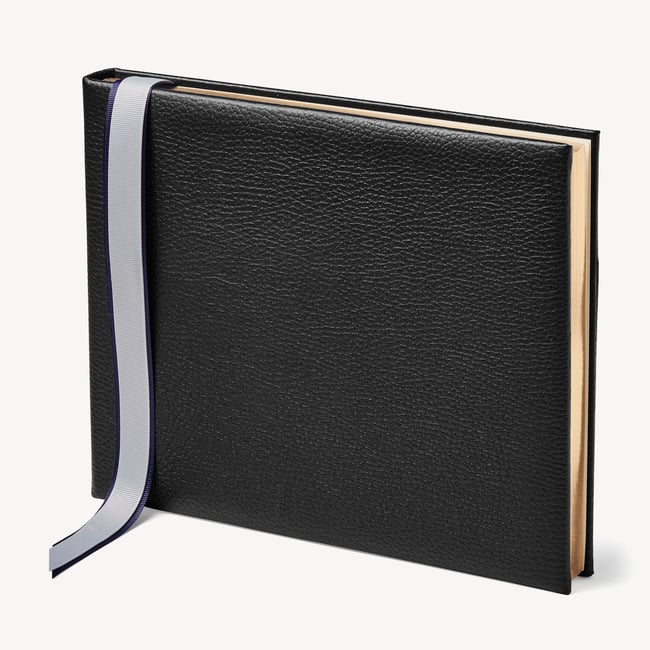 A4 Classic Leather Guest Book Black Pebble