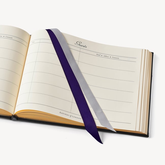 A4 Classic Leather Guest Book Black Pebble