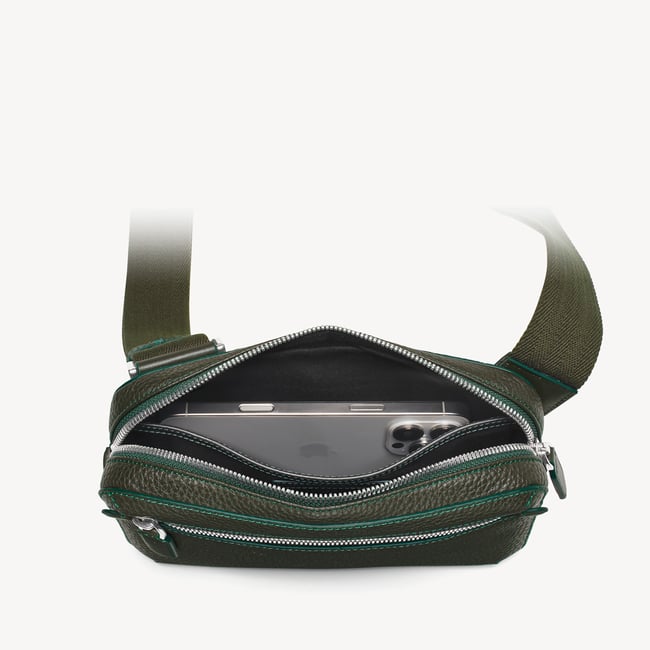 Reporter Compact Crossbody Forest Green Pebble