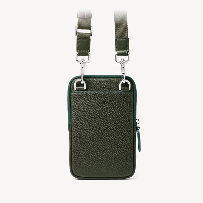 Reporter Crossbody Phone Bag Forest Green Pebble