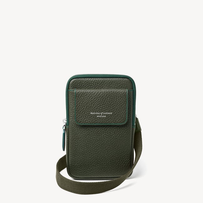 Reporter Crossbody Phone Bag Forest Green Pebble