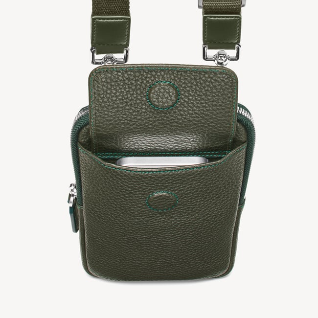 Reporter Crossbody Phone Bag Forest Green Pebble