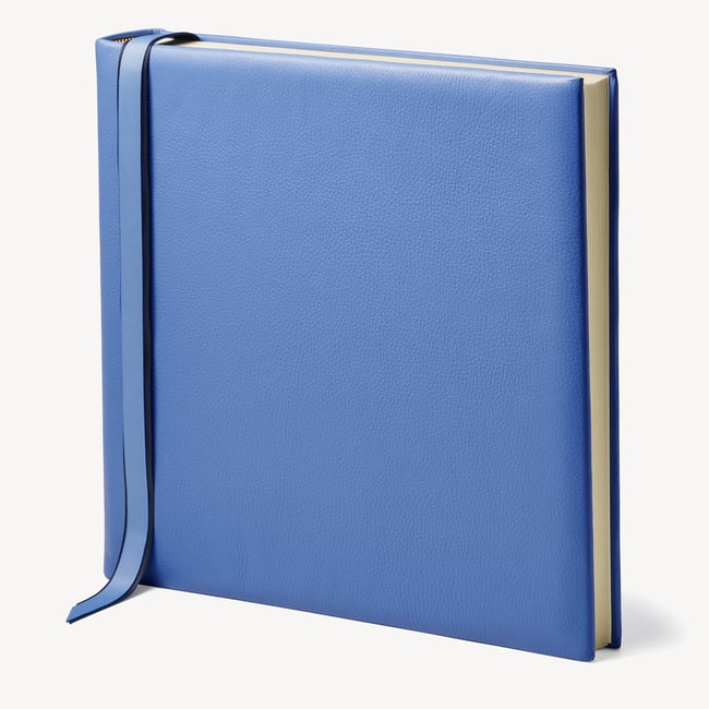 14-inch Leather Photo Album Capri Blue Pebble