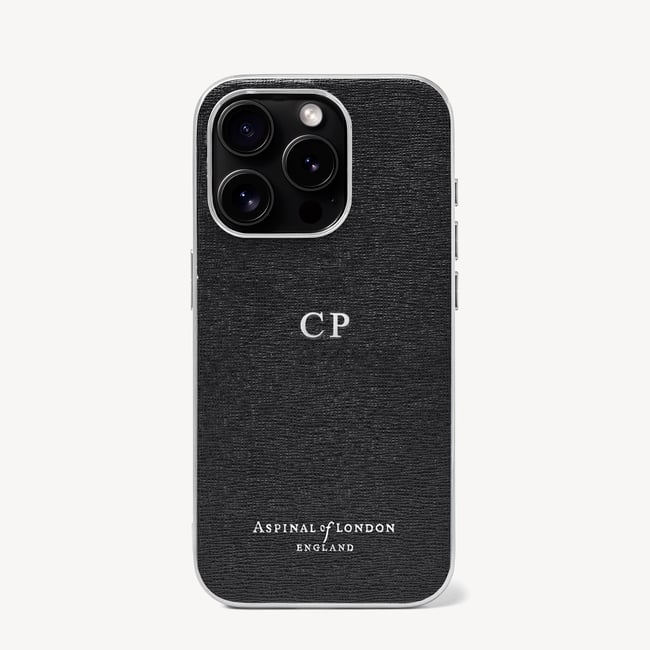 iPhone 15 Pro Case Black Saffiano