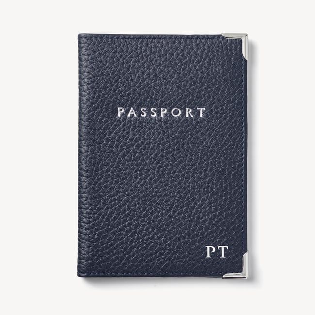 Passport Cover Navy Pebble