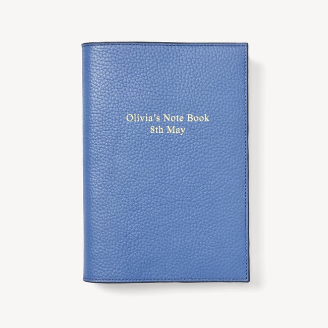 A5 Refillable Luxury Journal Capri Blue Pebble with Soft Suede Lining
