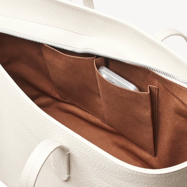 Zipped East West Tote Chalk White Pebble